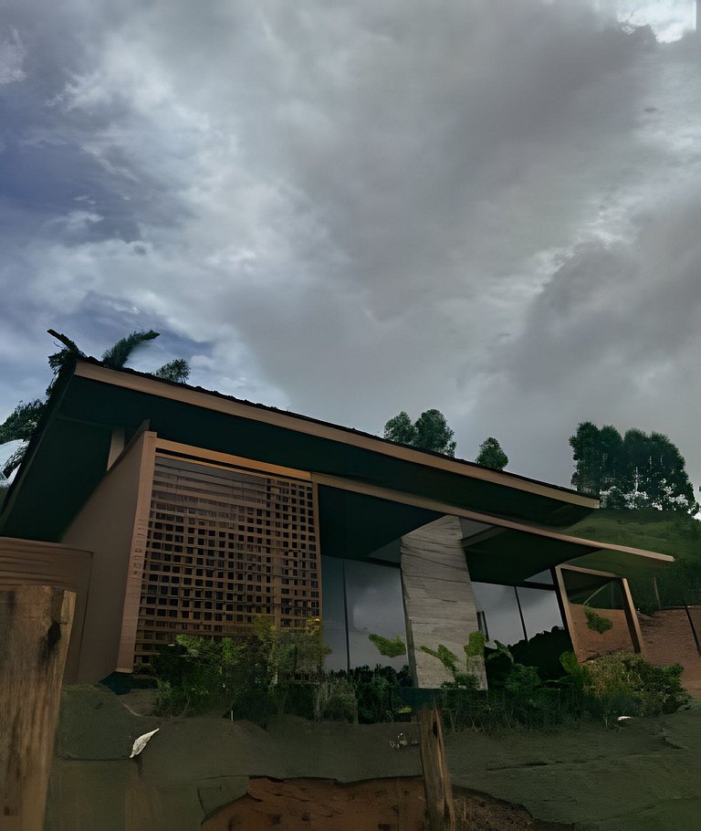 Cabana Romântica Maranta c Ofurô e Lareira externa