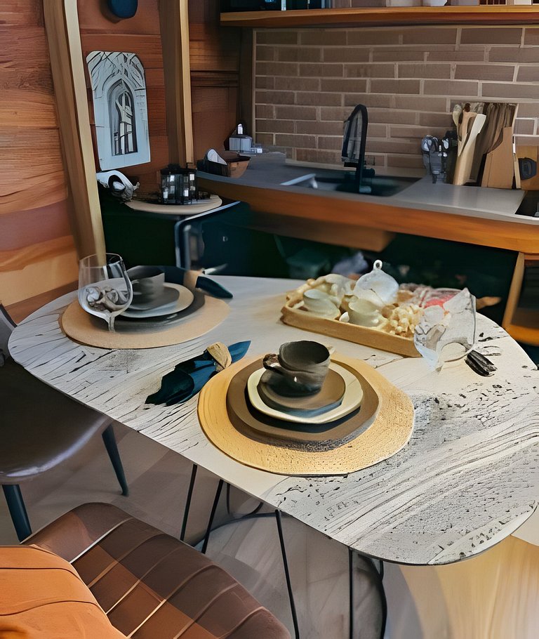 Cabana Romântica Maranta c Ofurô e Lareira externa