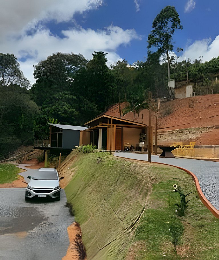 Cabana Romântica Maranta c Ofurô e Lareira externa