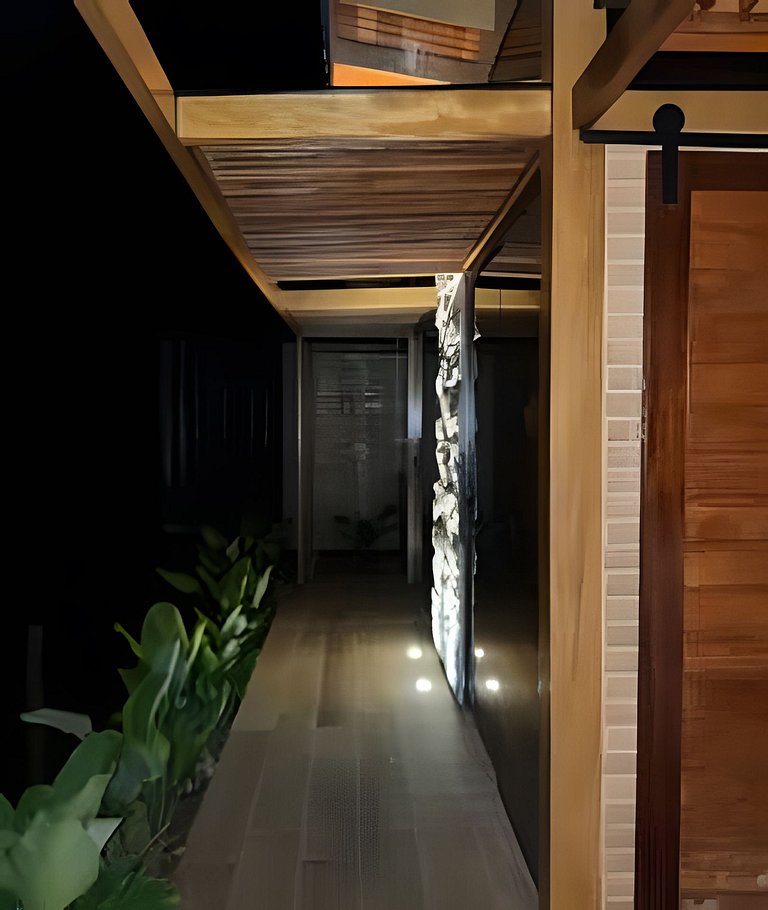 Cabana Romântica Maranta c Ofurô e Lareira externa