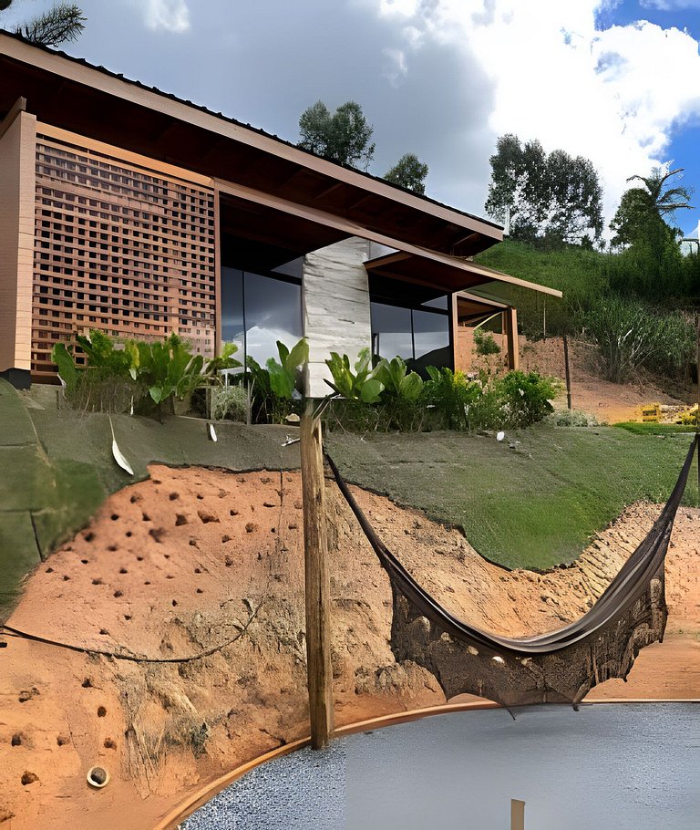 Cabana Romântica Maranta c Ofurô e Lareira externa