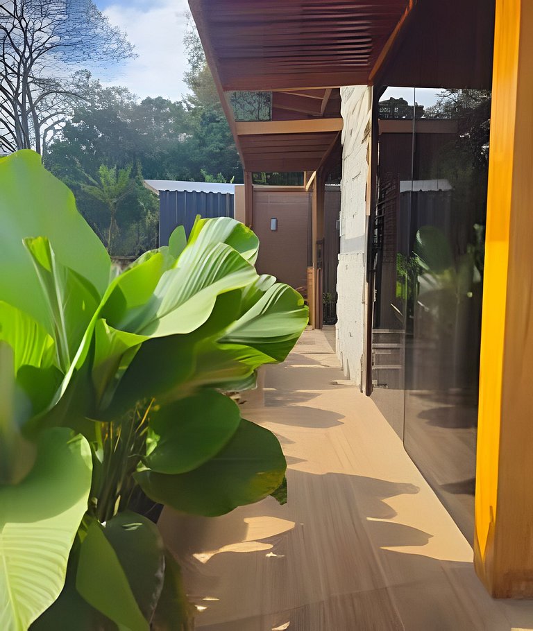 Cabana Romântica Maranta c Ofurô e Lareira externa