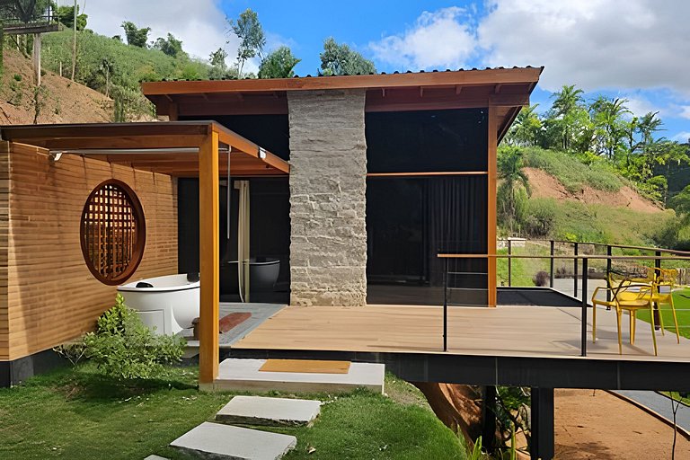 Cabana Romântica Manacá com Ofurô, Lareira e Rede