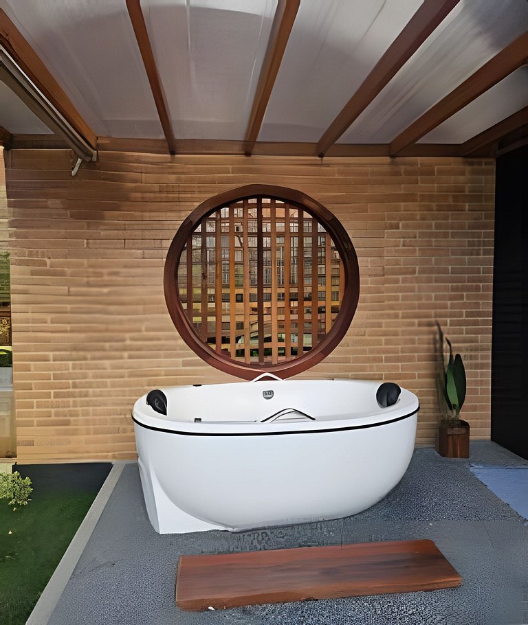 Cabana Romântica Manacá com Ofurô, Lareira e Rede