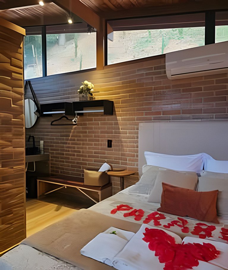 Cabana Romântica Manacá com Ofurô, Lareira e Rede