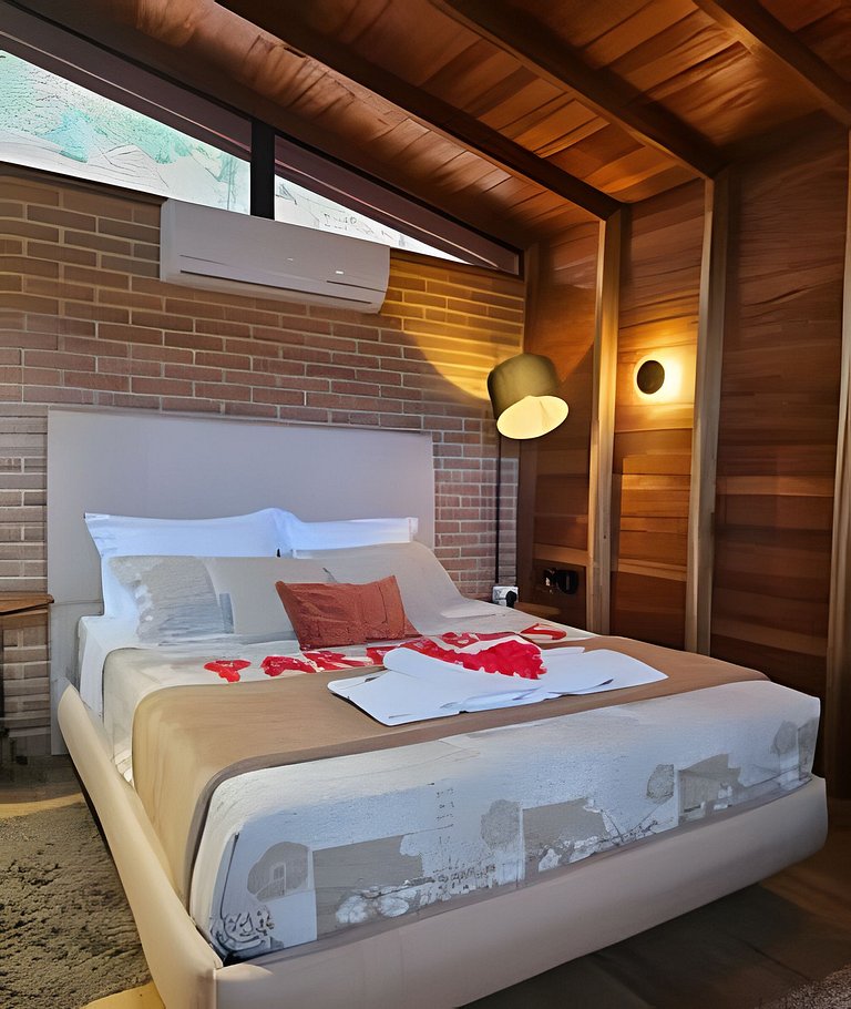 Cabana Romântica Manacá com Ofurô, Lareira e Rede