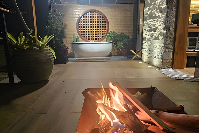 Cabana Romântica Manacá com Ofurô, Lareira e Rede