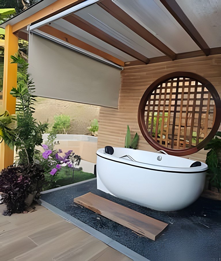 Cabana Romântica Manacá com Ofurô, Lareira e Rede