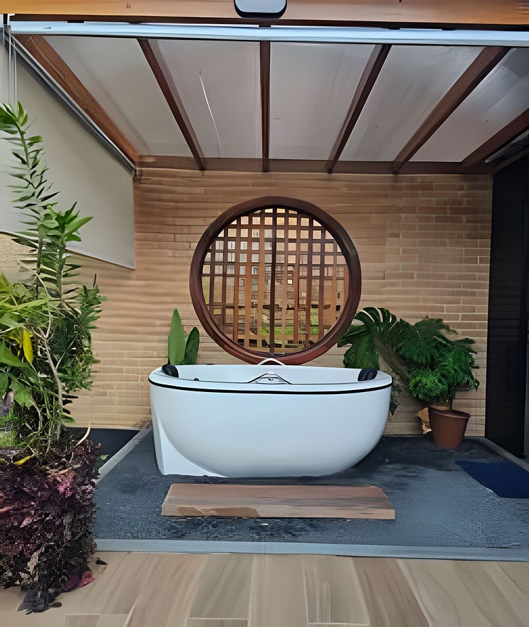 Cabana Romântica Manacá com Ofurô, Lareira e Rede