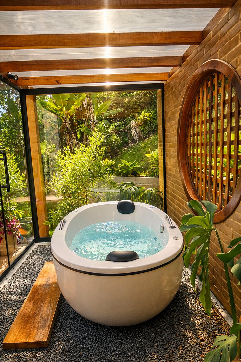 Cabana Romântica Manacá com Ofurô, Lareira e Rede