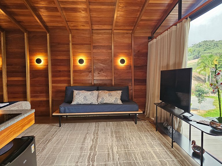 Cabana Romântica Manacá com Ofurô, Lareira e Rede