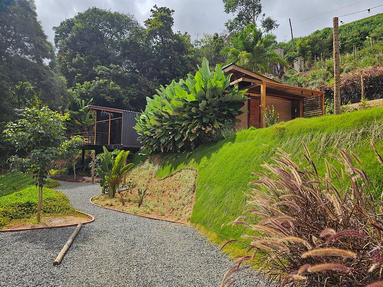 Cabana Romântica Maranta c Ofurô e Lareira externa