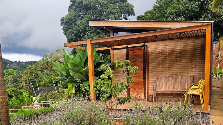 Cabana Romântica Maranta c Ofurô e Lareira externa